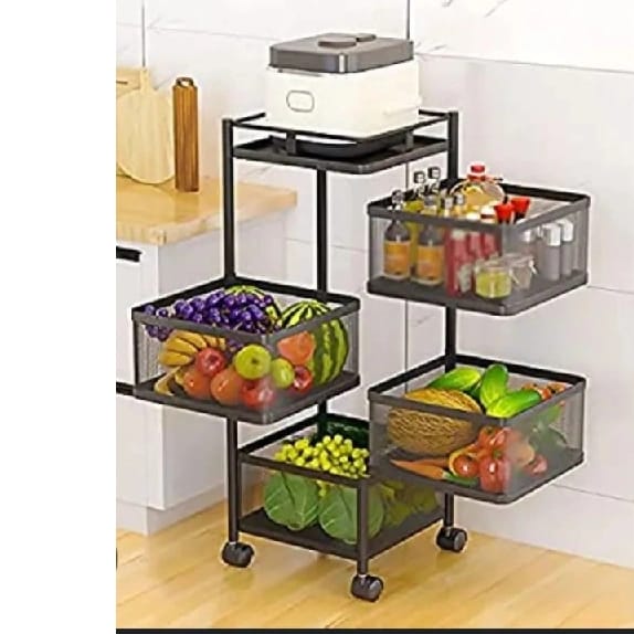 Kitchen Storage Organizer Rotating Floor Rack - Four Layer Rack