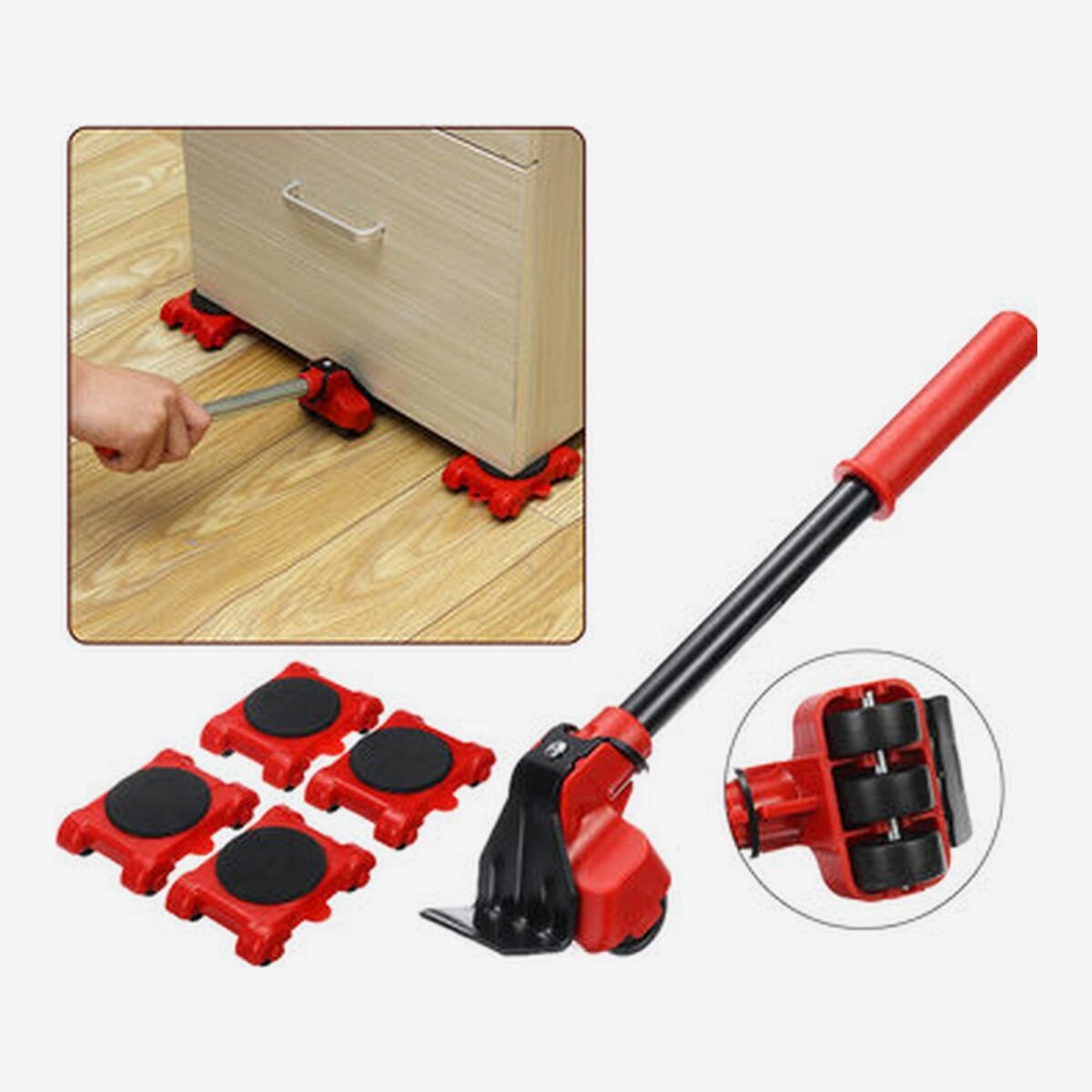 Heavy Duty Furniture Lifter Transport Tool Furniture Mover set 4 Move Roller 1 Wheel Bar for Lifting 5pcs Furniture Lifter Transport Tool Hand tool - image 1