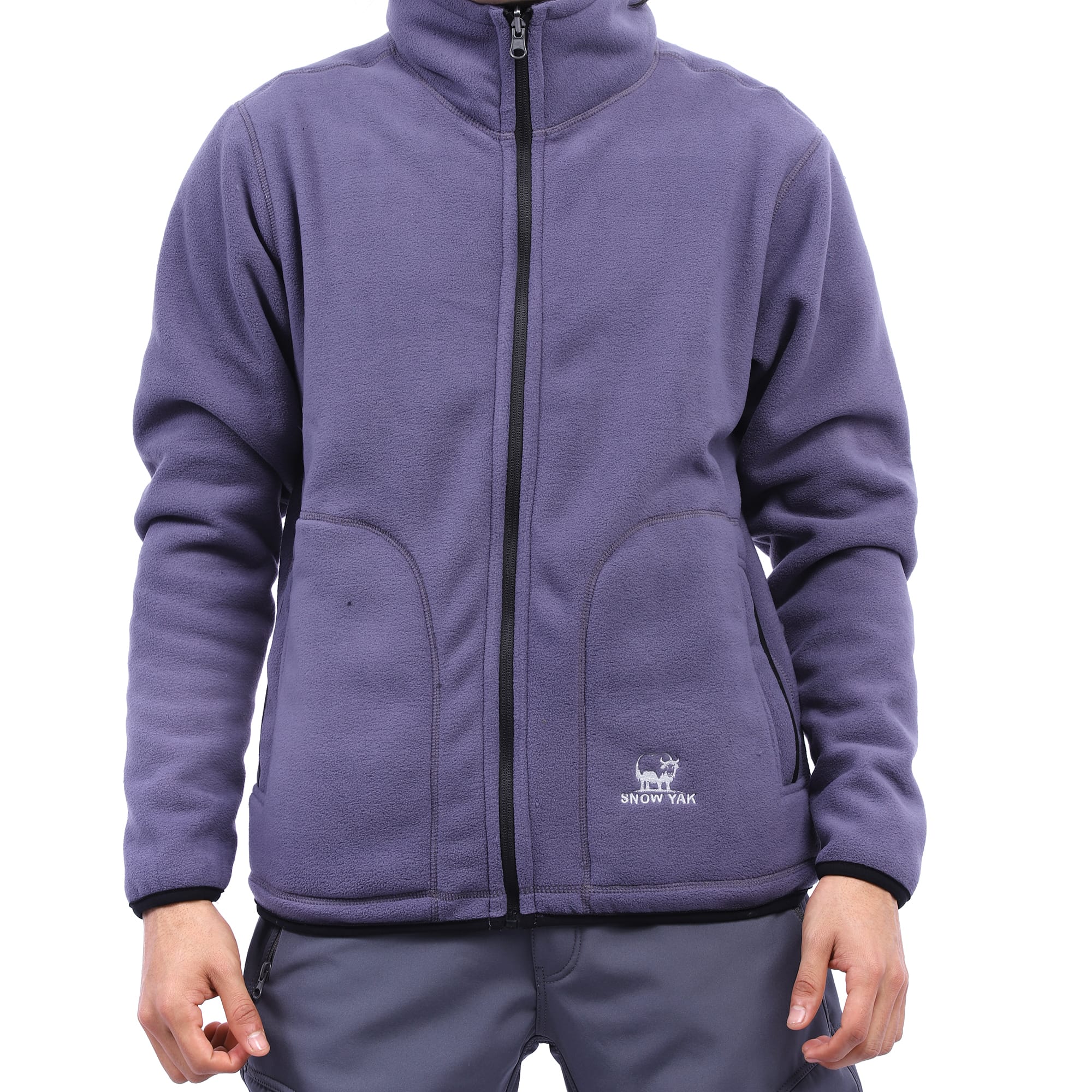 Men’S Grey Reversible Fleece Jacket Full Sleeve Warm Winter Coat Soft Fur Inner Zipper Pockets - image 2