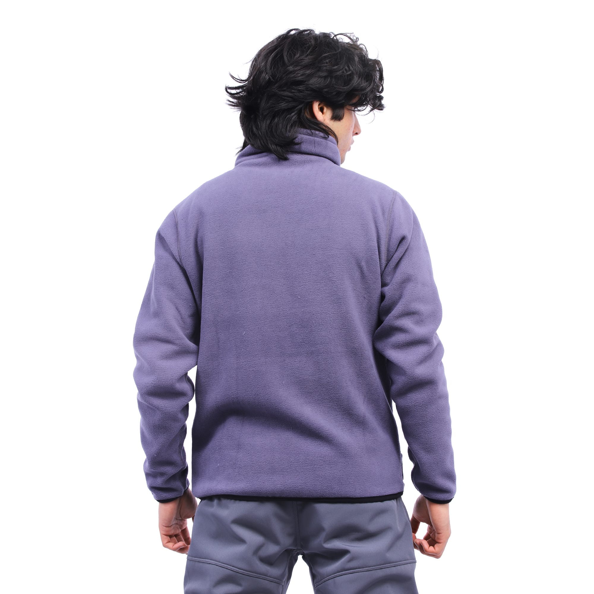 Men’S Grey Reversible Fleece Jacket Full Sleeve Warm Winter Coat Soft Fur Inner Zipper Pockets - image 3