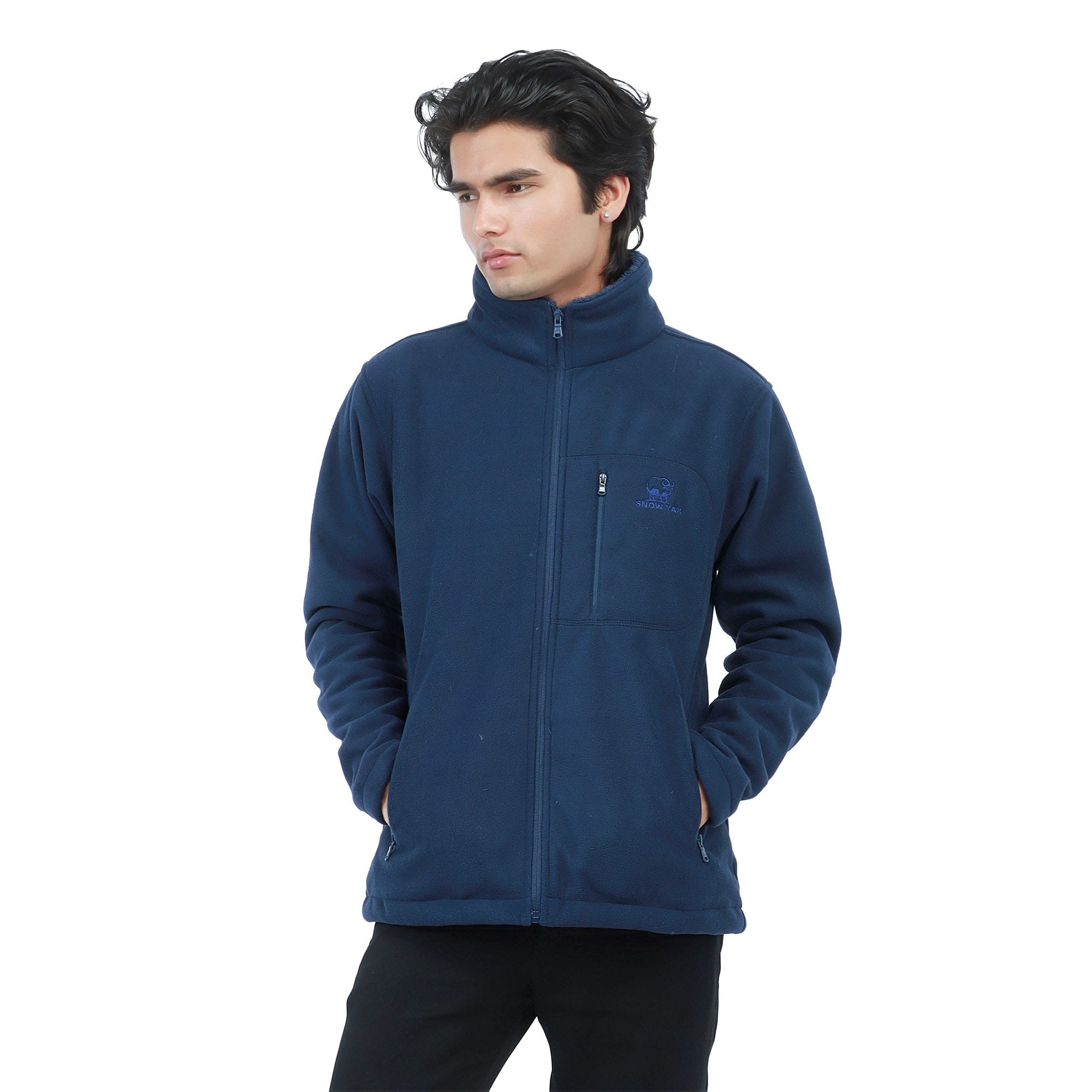 Men’S Navy Blue Windproof Fleece Jacket Fur Lined Warm Winter Full Sleeve Durable Outdoor Jacket - image 1