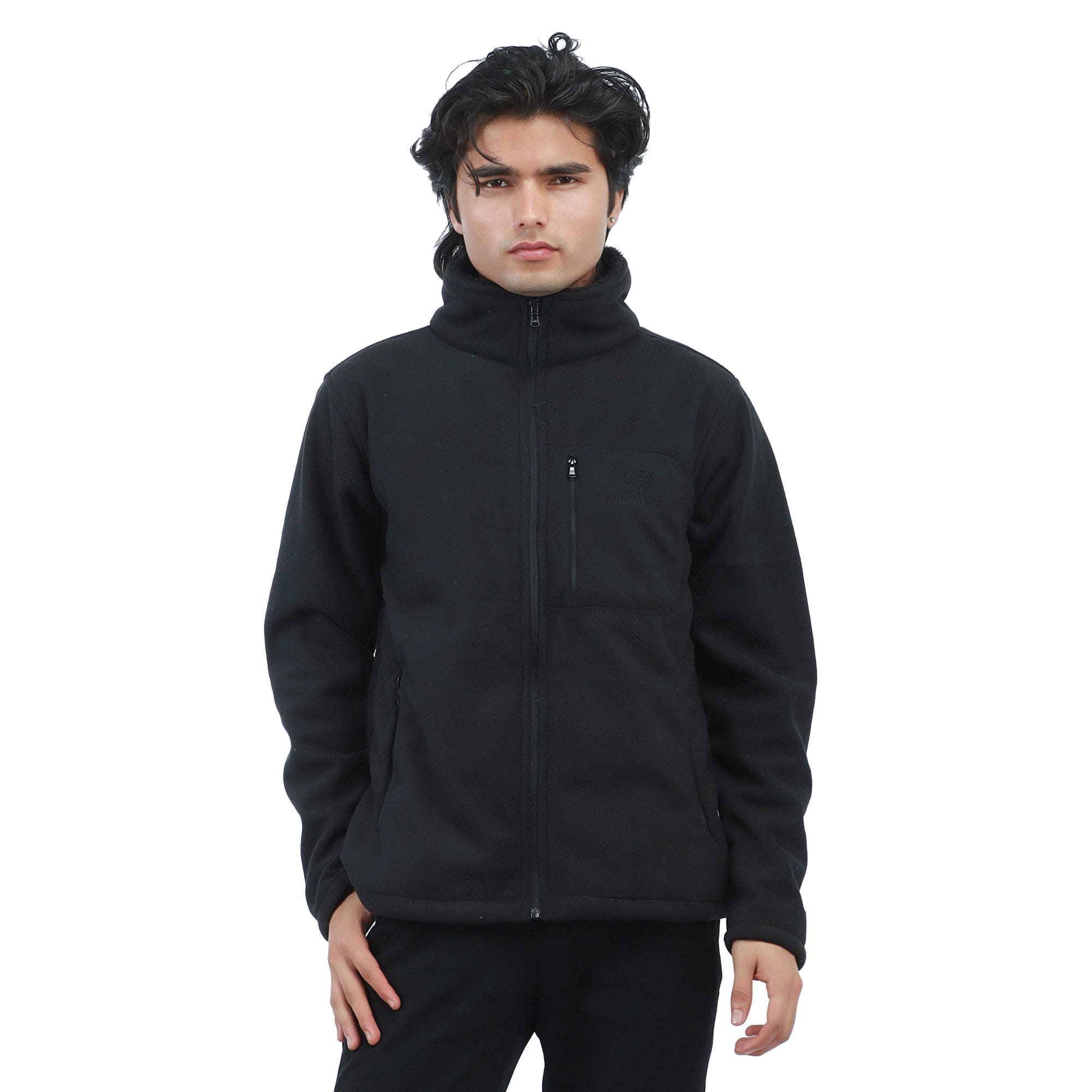 Men’S Black Windproof Fleece Jacket Fur Lined Warm Winter Full Sleeve Durable Outdoor Jacket - image 1