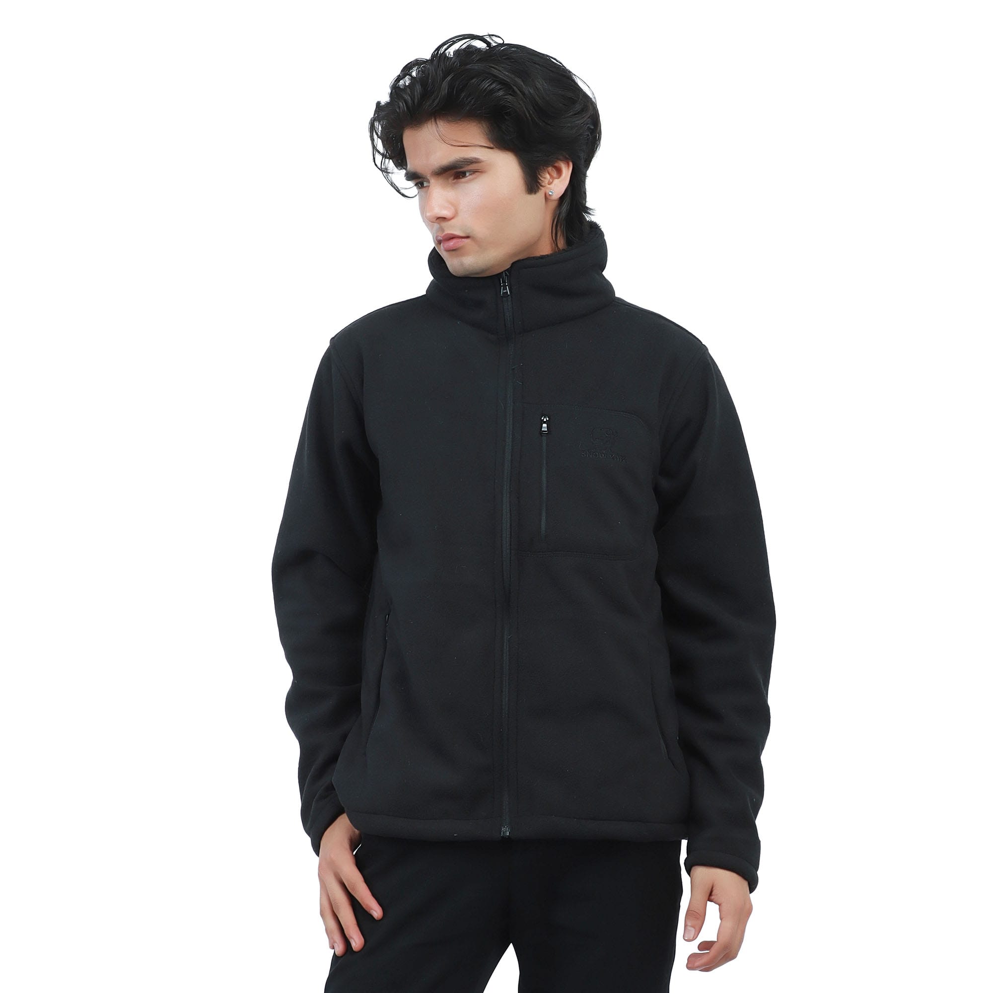 Men’S Black Windproof Fleece Jacket Fur Lined Warm Winter Full Sleeve Durable Outdoor Jacket - image 3