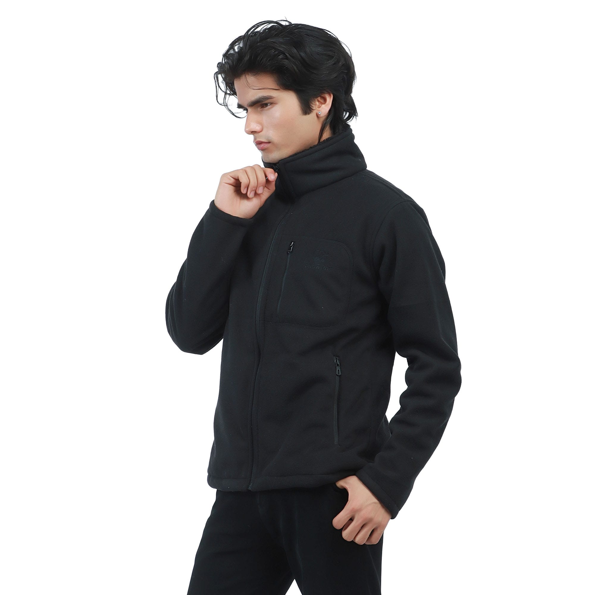 Men’S Black Windproof Fleece Jacket Fur Lined Warm Winter Full Sleeve Durable Outdoor Jacket - image 4