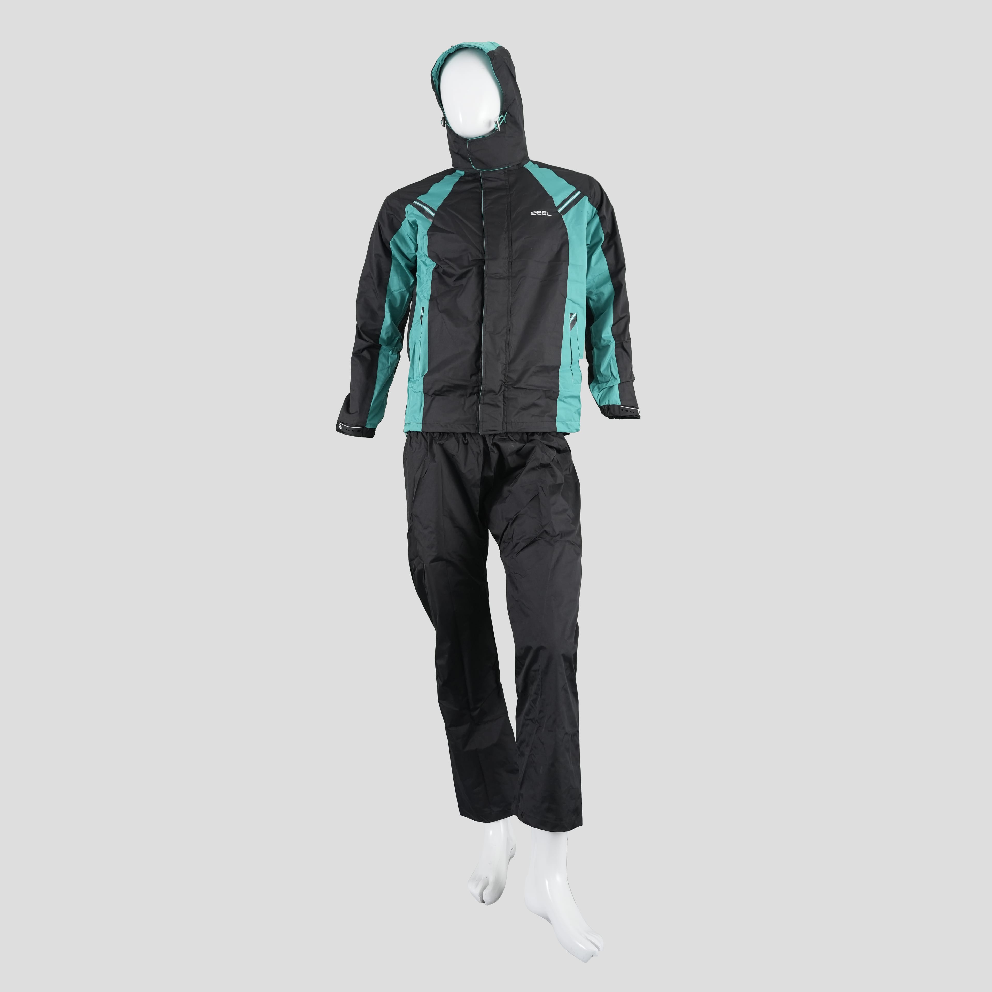 Green Durable Waterproof Black Rain Wear Coat Men'S Rain Jacket Trouser Rain Suit Raincoat For Motorcycle - image 1