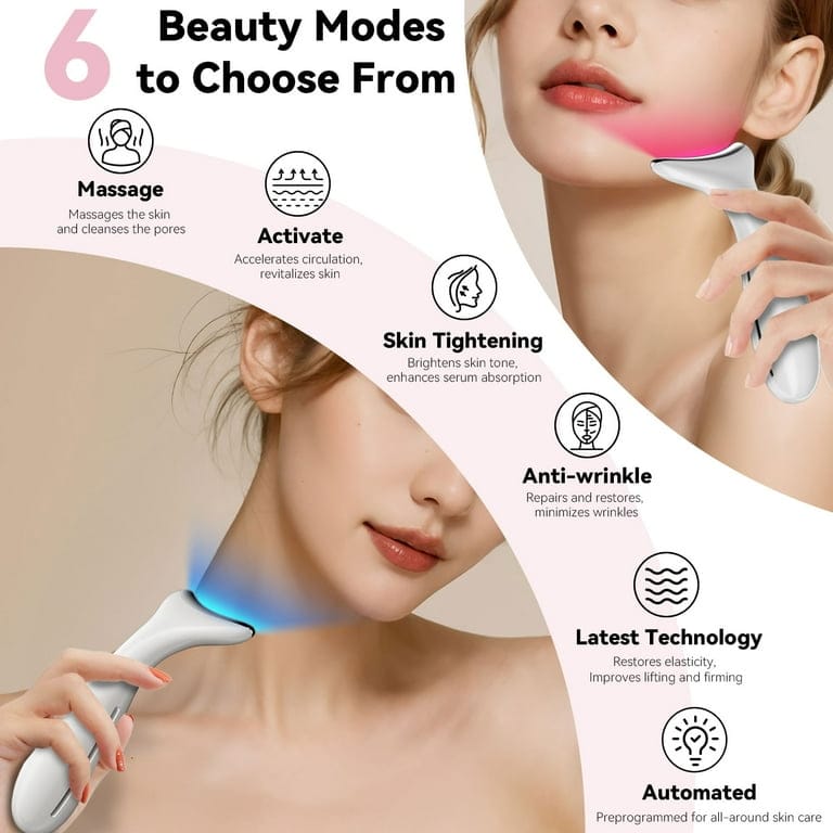 Neck Face Massager, 7 Color Neck Massager, Skin Tightening & Anti-Aging Facial Massage Tool, Women For Women Face Firming And Lifting Tool Neck Beauty Device - image 3