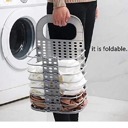 Foldable Dirty Clothes Basket Wall Hanging Laundry Basket (Colour May Vary) - image 1