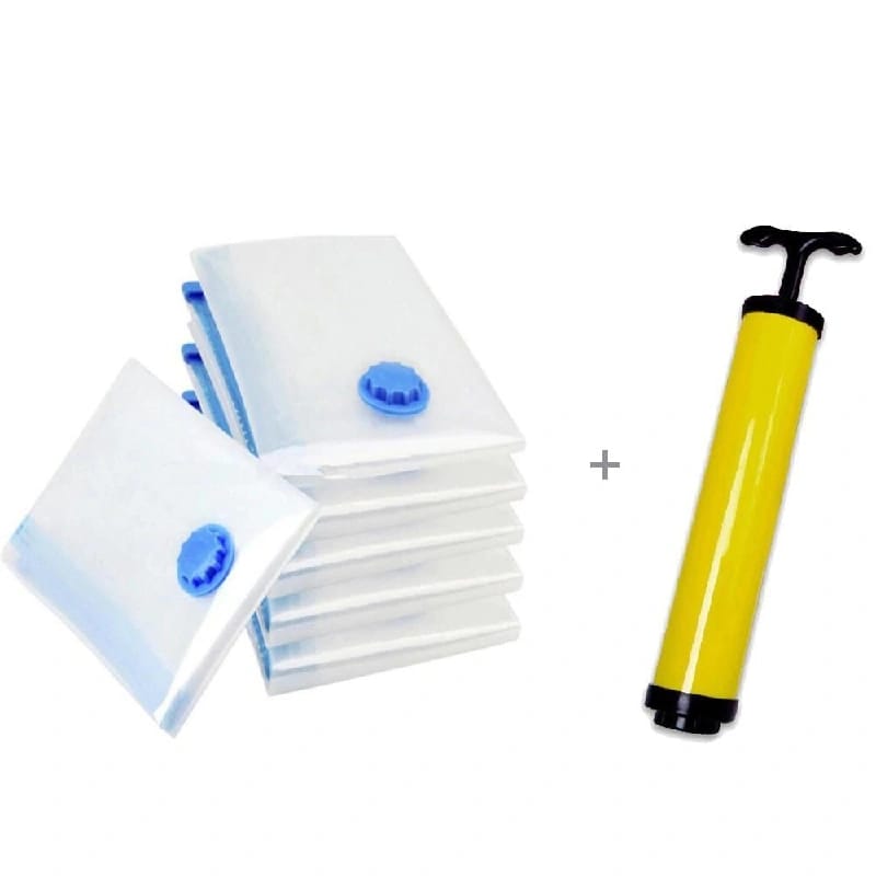 Smart Vacuum Storage Reusable (Free Pump) Seal Zip Lock Space Saver Bags Clothes Air Suction Compressed Bag (Pack Of 5) - image 2