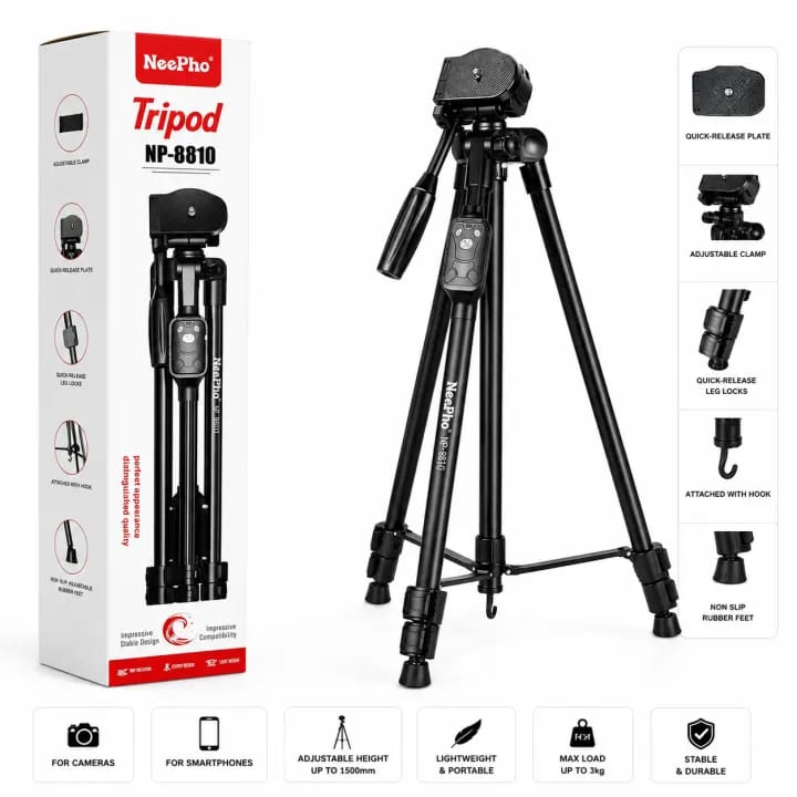 NeePho NP-8810 Professional Tripod – Camera & Smartphone Stand - image 1