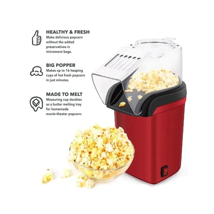 Mini Pop Corn Maker Machine-Red/Black - image 3