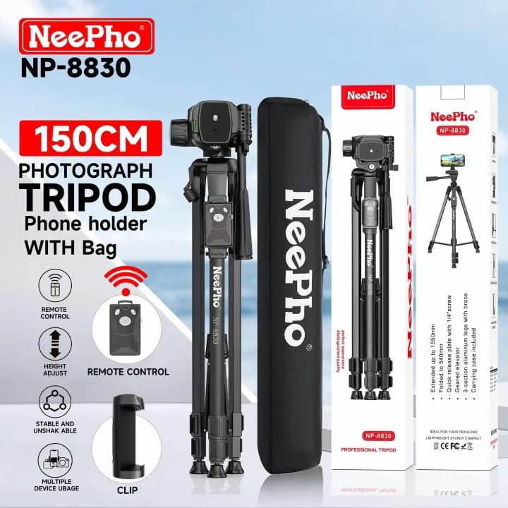 NeePho NP-8830 Extendable Tripod with Remote Controller Black - image 1