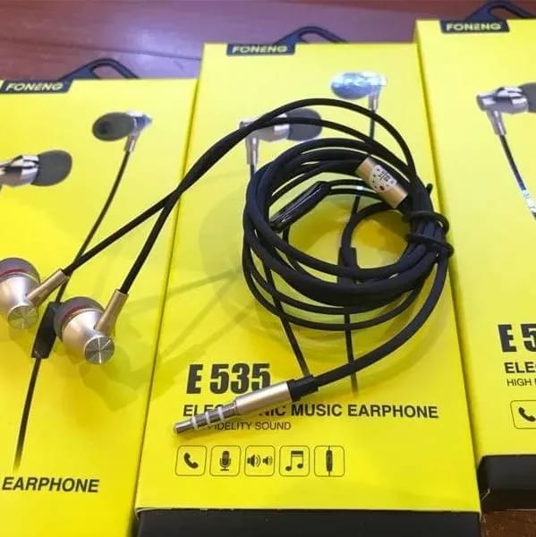 Foneng E535 Universal Metal Mobile Ear Stereo Handsfree Wired Earphone With Mic