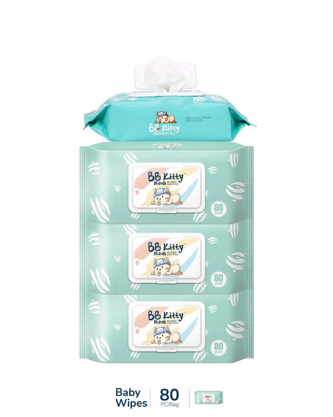 Bb Kitty Premium Baby Wet Wipes Pack Of 4 - Total 320 Pcs - image 1