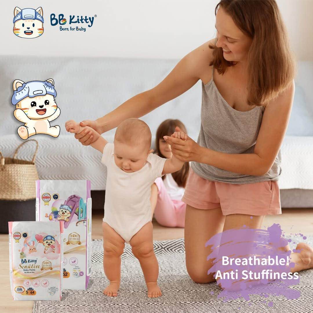 BB Kitty Ultra Absorptive Small S Size 25 Pcs Baby Diapers – (1-5 Months, 4-8kg) Magic Taped - image 4