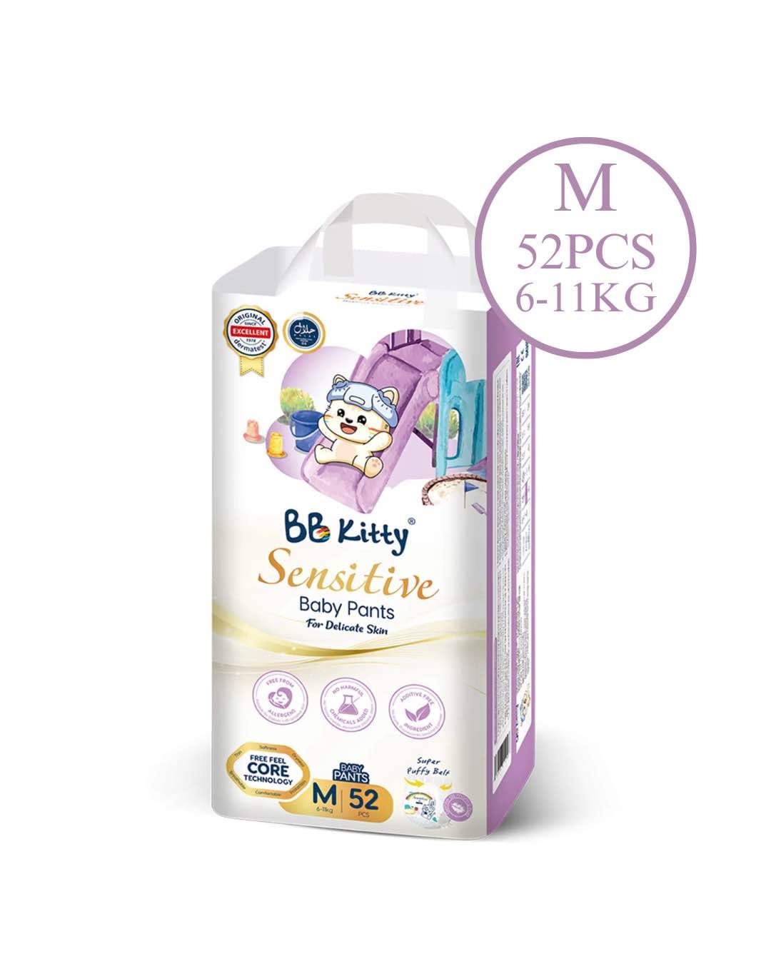 BB Kitty Ultra Absorptive M Size 52 Pcs – Baby Diapers Medium Pants - image 1