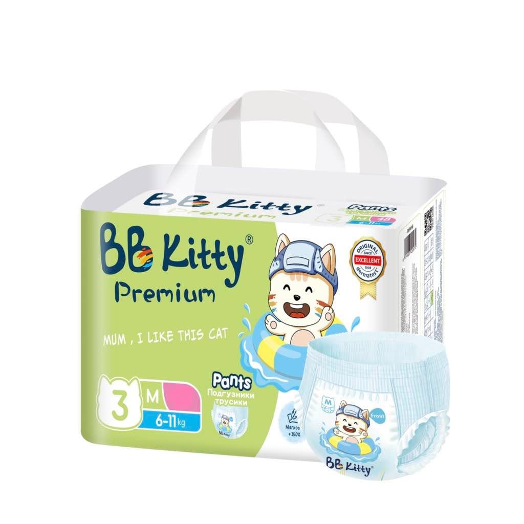 BB Kitty Premium Baby Diapers Medium M Size 42 Pcs Pull-Up Pants - image 1