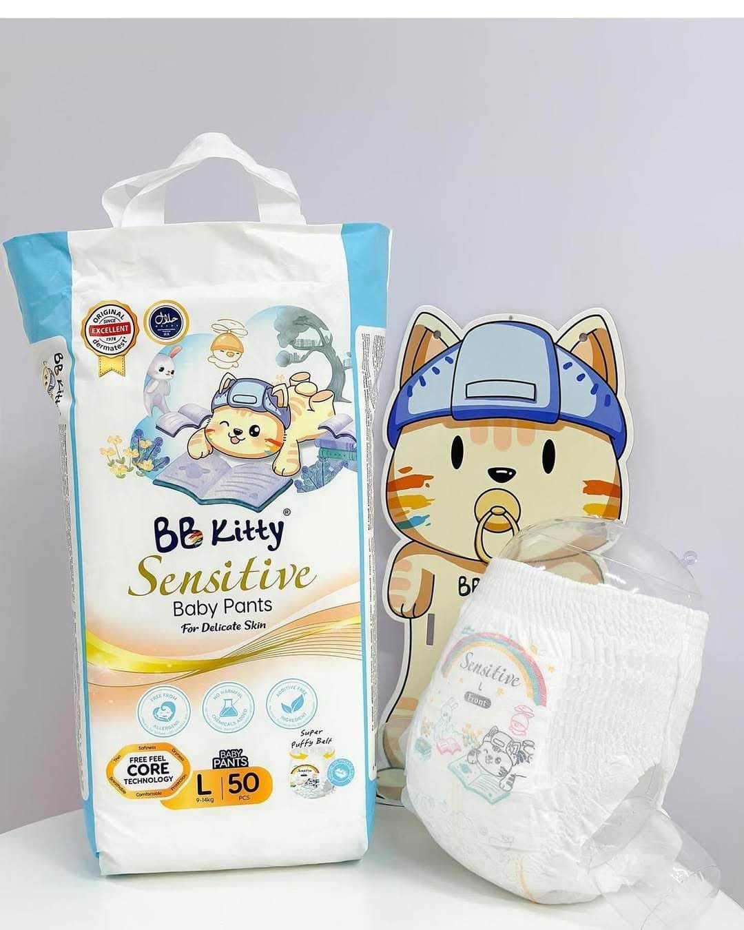 BB Kitty Ultra Absorptive L Size 50 Pcs – Pant Style Pull-Up Baby Diapers (1-2 Years, 9-14kg) - image 3