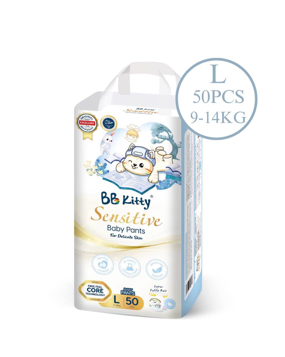BB Kitty Ultra Absorptive L Size 50 Pcs – Pant Style Pull-Up Baby Diapers (1-2 Years, 9-14kg) - image 1
