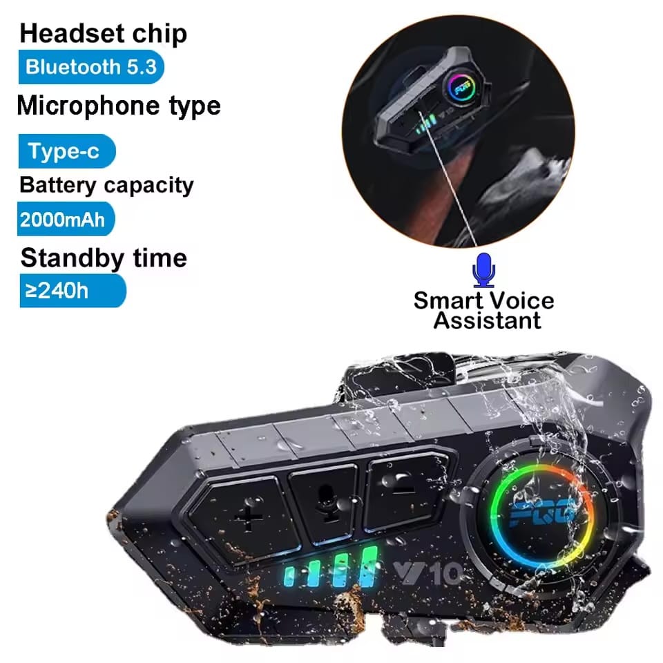 Bluetooth 5.3 Helmet Headset Wireless Hands-Free Call Phone Kit Motorcycle Waterproof Earphone MP3 Music Player Speaker For Bike - image 1