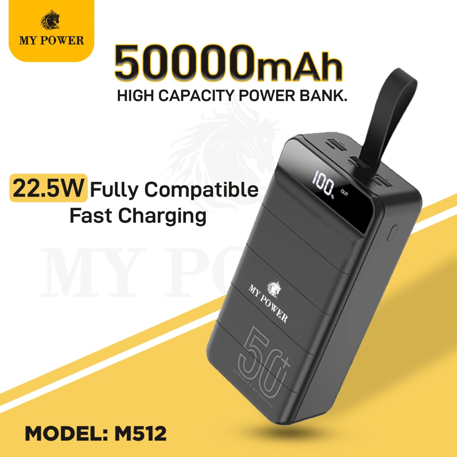 My Power Powerbank 50000mah M512, Mypower QC 3.0 PD 22.5W Fast Charging Power Bank - image 1