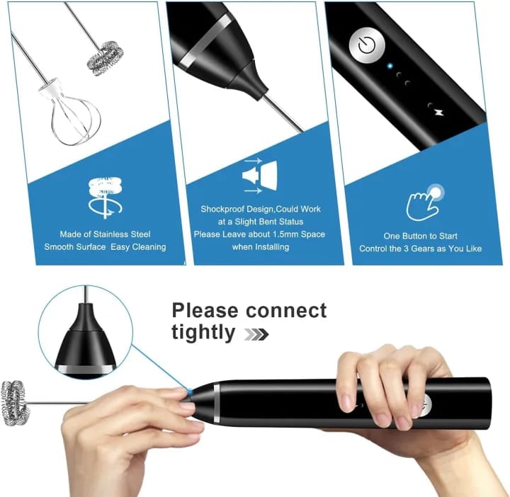 Milk Frother Handheld for Coffee, Electric Hand Foamer Blender for Drink Mixer - image 5