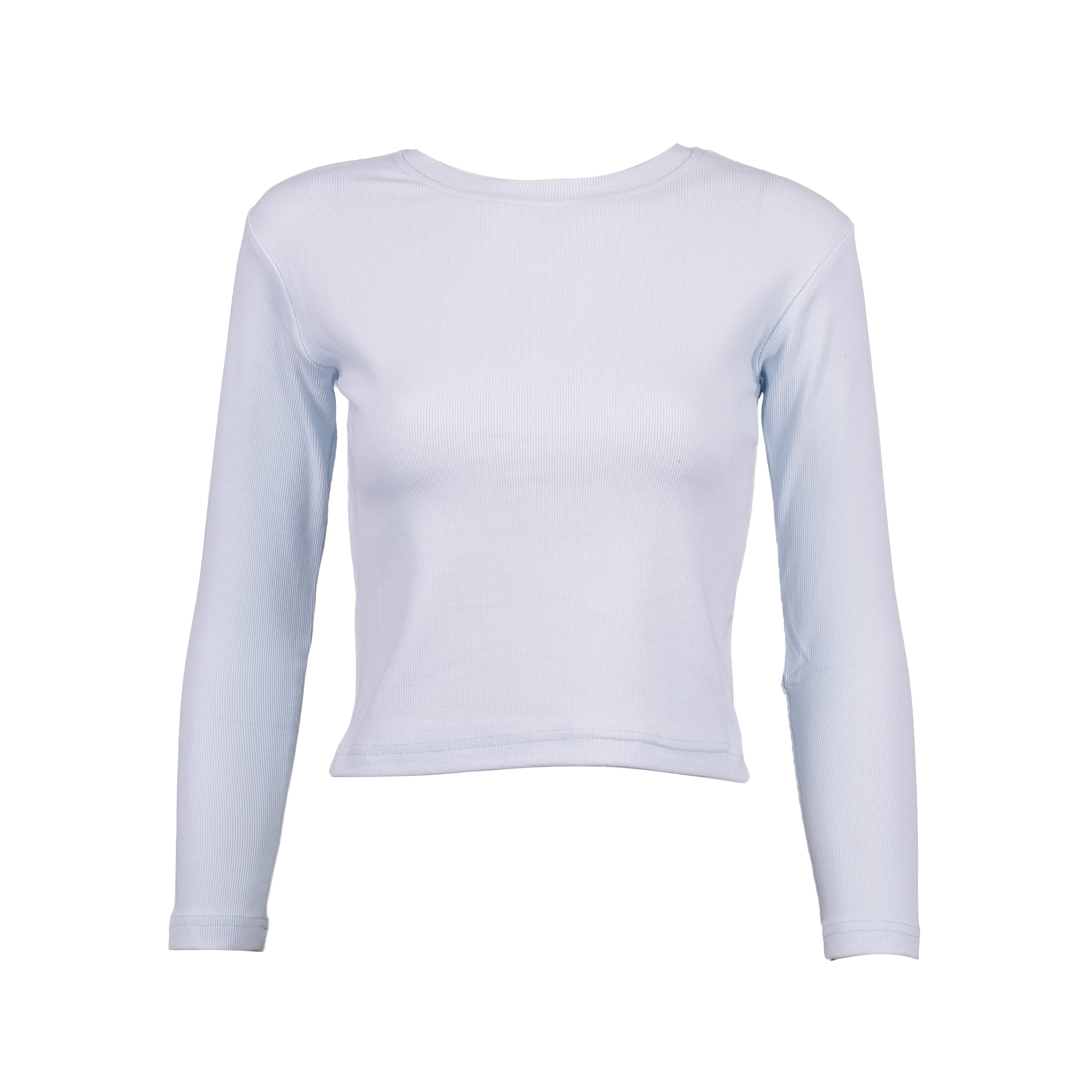 White Round-Neck Ribbed Crop Top For Women - image 1