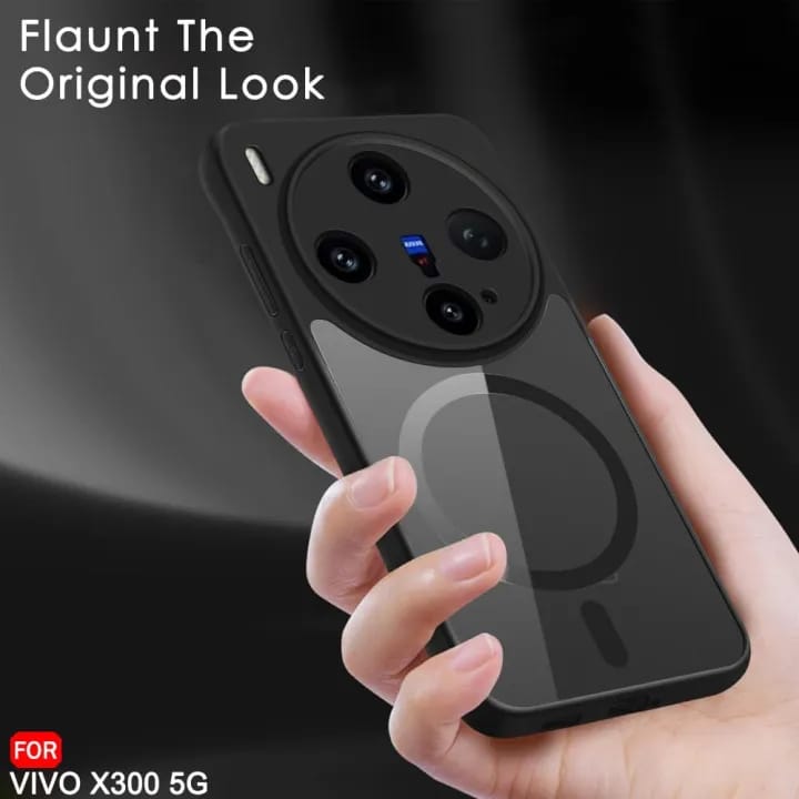 Case for Vivo X300 5G Compatible with MagSafe | Hard Back Cover Case for Vivo X300 5G (PC & TPU, Translucent Smoke Matte Back, Black Sides) - image 2