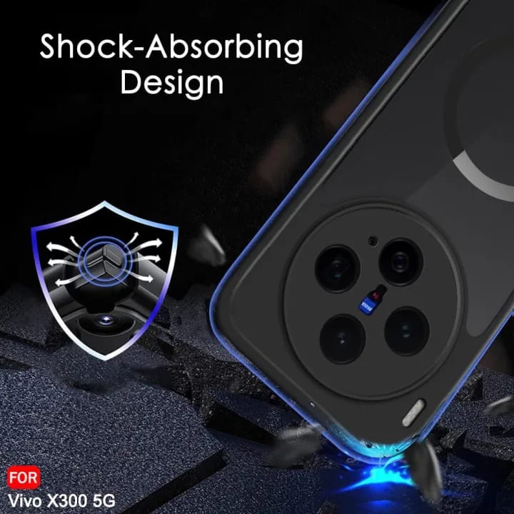 Case for Vivo X300 5G Compatible with MagSafe | Hard Back Cover Case for Vivo X300 5G (PC & TPU, Translucent Smoke Matte Back, Black Sides) - image 3