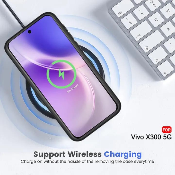 Case for Vivo X300 5G Compatible with MagSafe | Hard Back Cover Case for Vivo X300 5G (PC & TPU, Translucent Smoke Matte Back, Black Sides) - image 4