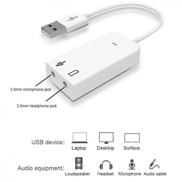USB Sound Adapter 7.1 USB Sound Card Virtual 3D External USB Microphone USB Audio 3.5mm Jack For Laptop PC Earphone Notebook D1P3 - image 4