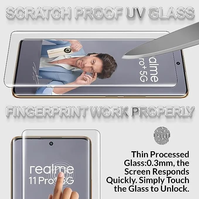 UV Curved Glass for Realme 11 Pro / Plus + - Premium (UV) Tempered Glass Screen Protector - Borderless - image 3