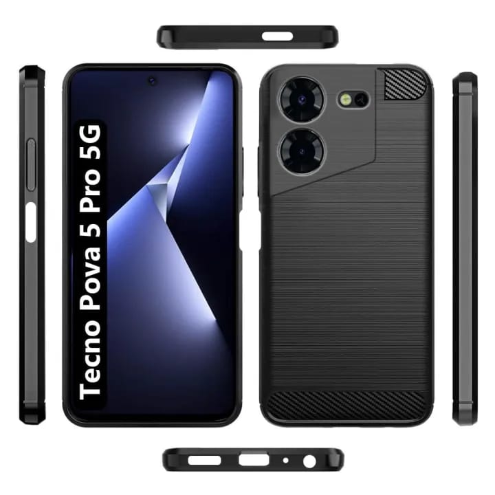 For Tecno Pova 5 Pro 5G Back Cover Case ( Hybrid Armor Case | Carbon Fiber Shockproof | Soft and Flexible) - image 1