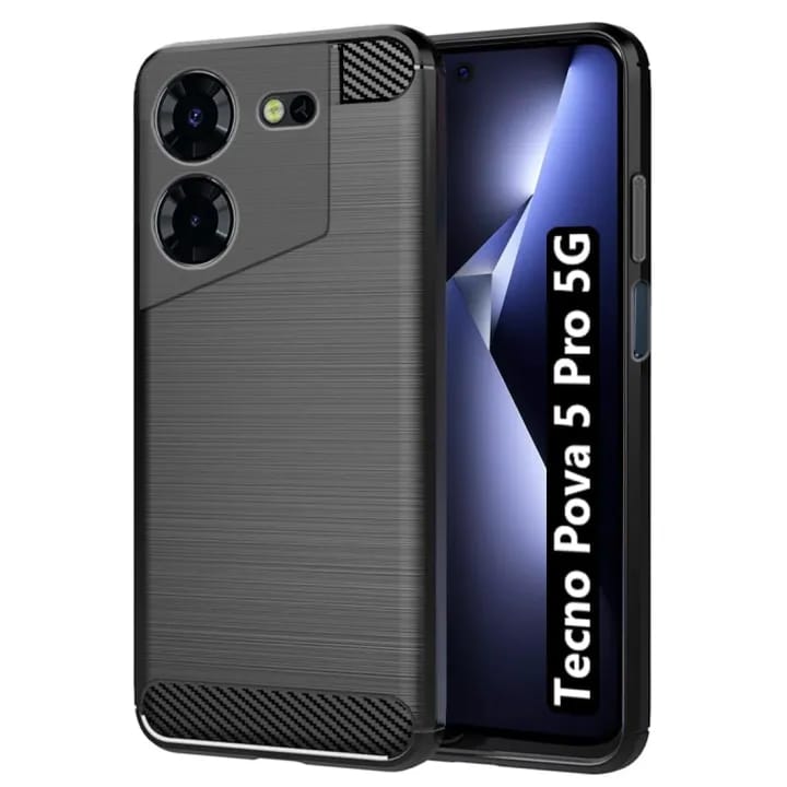 For Tecno Pova 5 Pro 5G Back Cover Case ( Hybrid Armor Case | Carbon Fiber Shockproof | Soft and Flexible) - image 2