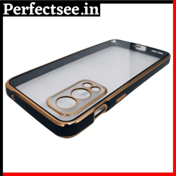 Case for OnePlus Nord 2 5G - Solid Gold Border Scratch Protection Bumper TPU | Transparent Anti-Slip Mobile Back Cove - image 2