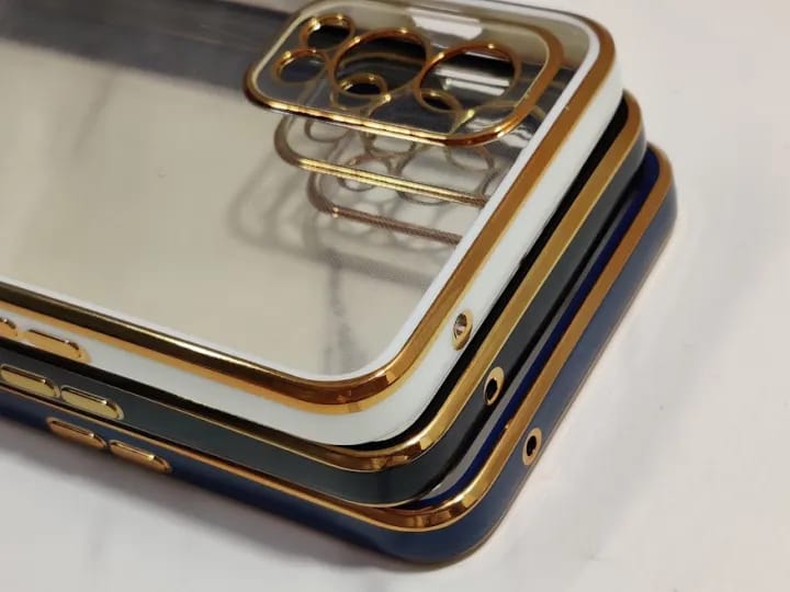 Case for OnePlus Nord 2 5G - Solid Gold Border Scratch Protection Bumper TPU | Transparent Anti-Slip Mobile Back Cove - image 3