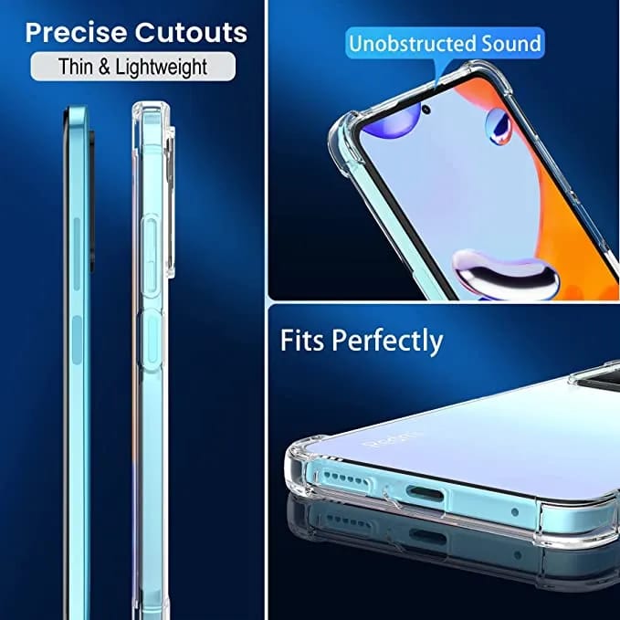 Clear case for Redmi Note 11 / 11s 4G - Transparent Soft Shockproof Airbag Crystal Back Cover - image 3