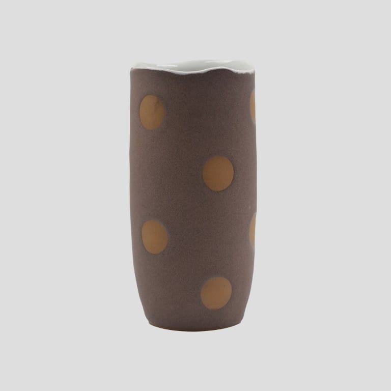 Brown Polka Dot Ceramic Vase – Modern Decorative Flower Vase - image 2