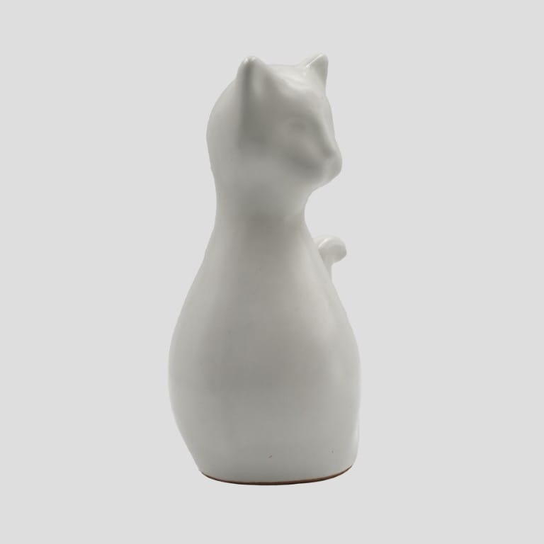 Modern White Ceramic Cat Statue - image 3
