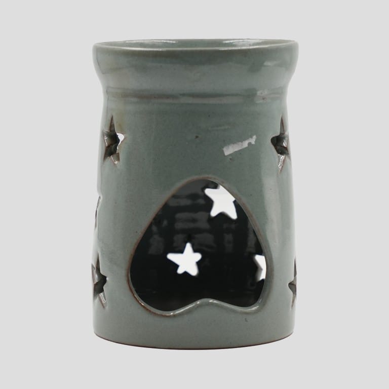 Green Ceramic Tealight Candle Holder with Star Cutouts - image 3