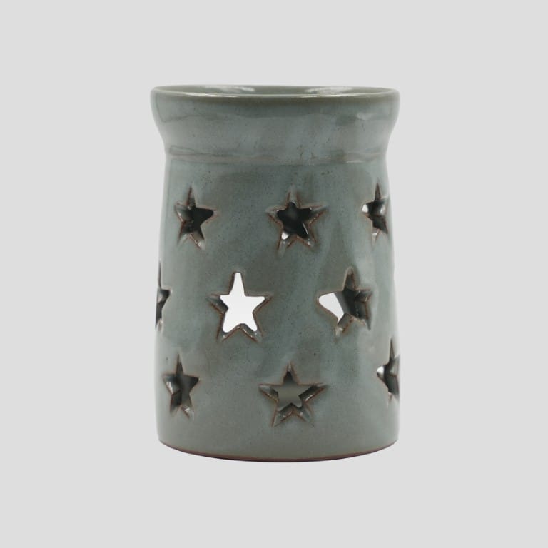 Green Ceramic Tealight Candle Holder with Star Cutouts - image 1