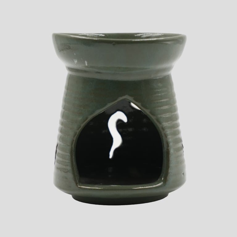 Green Ceramic Tealight Holder with Swaymbhunath Design Cutout - image 3