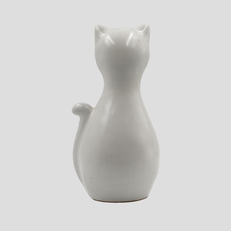 Modern White Ceramic Cat Statue - image 2