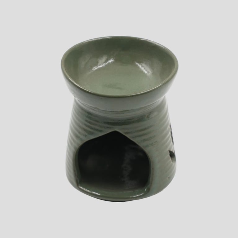 Green Ceramic Tealight Holder with Swaymbhunath Design Cutout - image 2