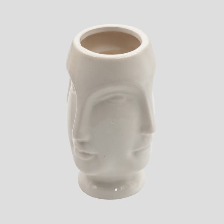White Ceramic Face Vase – Modern Artistic Decorative Flower Vase - image 2