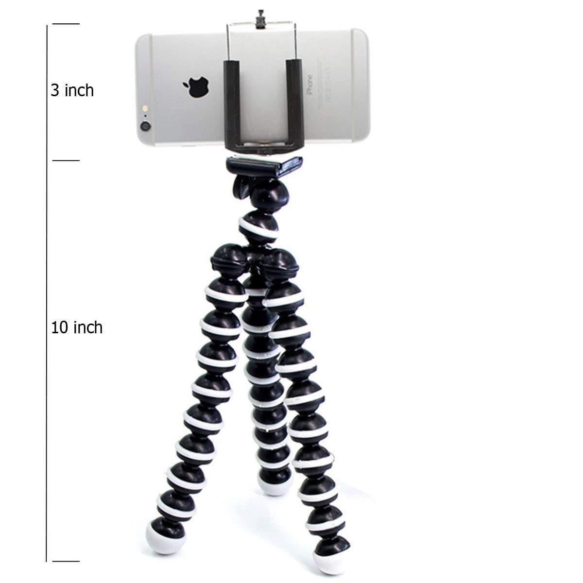 Gorilla Medium 10Inch Tripod For Phone/Dslr Camera With Mobile Holder (Black And White) - image 3
