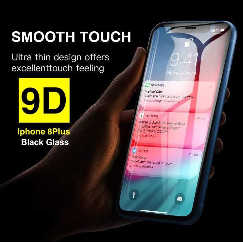 9 D Anti Scratch Curved 9H Tempered Glass Screen Protector for Apple iPhone 8 Plus (Black) - image 1