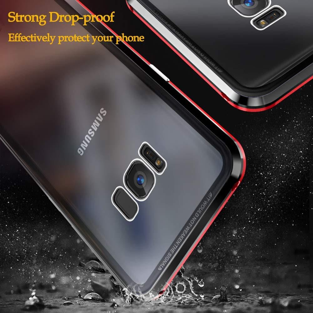 Samsung Note 8 Magnetic Ultra-thin Case Magnets Metal Frame Transparent Tempered Glass Back and 360 Degrees Fully Protective Cover - image 2