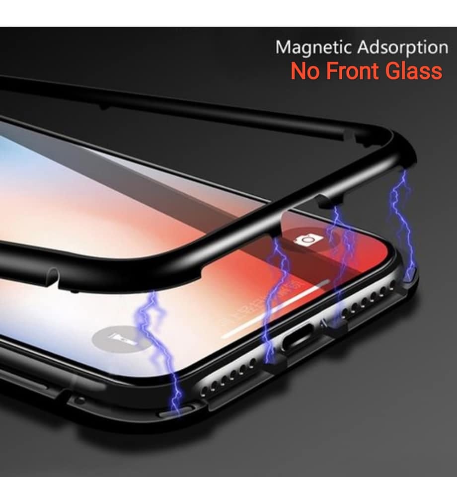 Magnetic Case for iPhone XR Clear Tempered Glass Hard Back Cover With Built-In Magnets Metal Bumper Frame Support Wireless Charge,360 - image 2