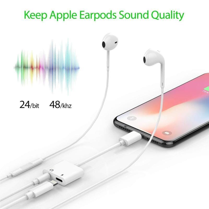 Headphone Jack Adapter Dongle Xs/Xs Max/Xr/ 8/8 Plus/X (10) / 7/7 Plus Adapter To 3.5Mm Jack Converter Car Charge Accessories Cables & Audio Connector 2 In 1 Earphone Splitter Adaptor - image 1