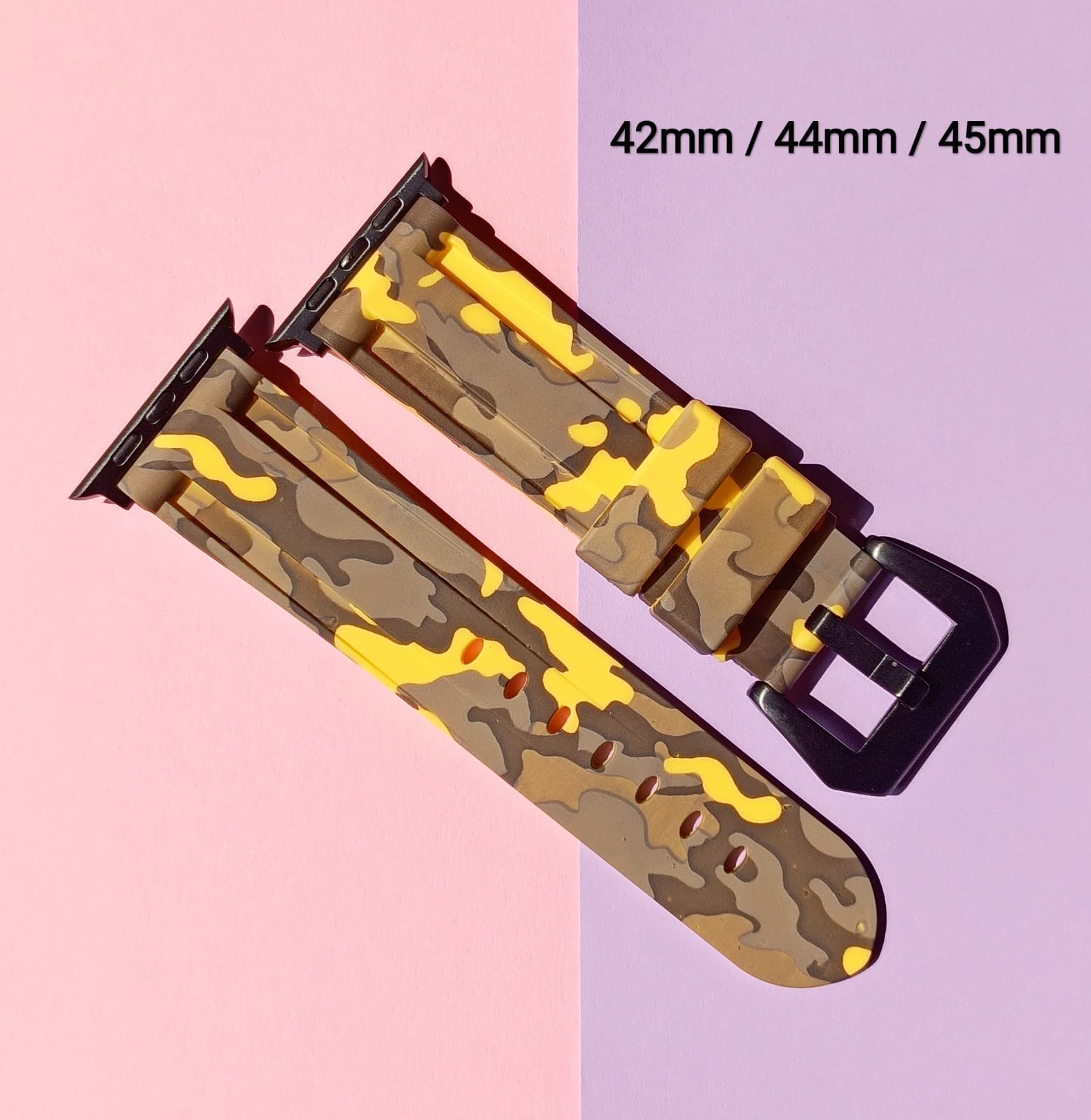 Camouflage Yellow Army Combat Silicone Rubber Strap For Apple Watch 42mm /44mm / 45mm - image 1